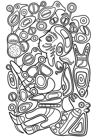 Children In The Tree Of Knowledge By Norval Morrisseau Coloring Page